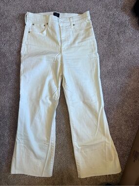 NWOT J. Crew White Women's Wide Leg Crop Raw Hem Jeans